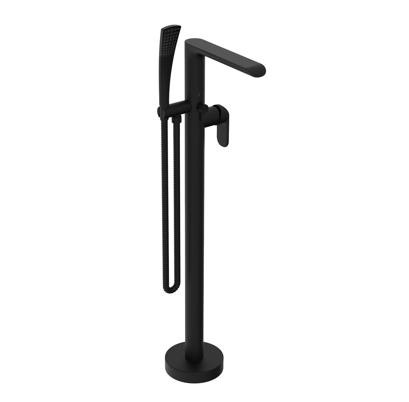 BÉLANGER - KARA - Matte black bathtub faucet - Complete model // Freestanding faucet with balanced pressure, hand shower - KAR45MB BÉLANGER - KARA - Matte black bathtub faucet - Complete model // Freestanding faucet with balanced pressure, hand shower - KAR45MB