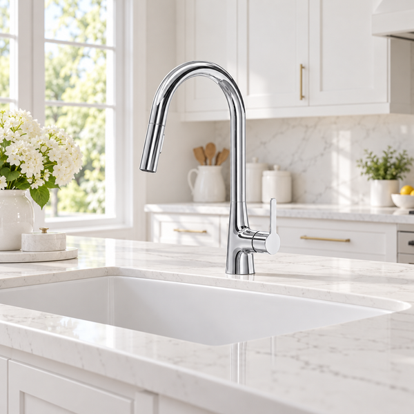 RIOBEL PRO BOBBI - Robinet de cuisine bec rétractable - 2 jets - ADA - Chrome